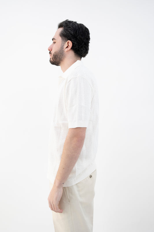 POLO CAMICIA TRAFORATA BIANCA DC1-25179 100 Della Ciana