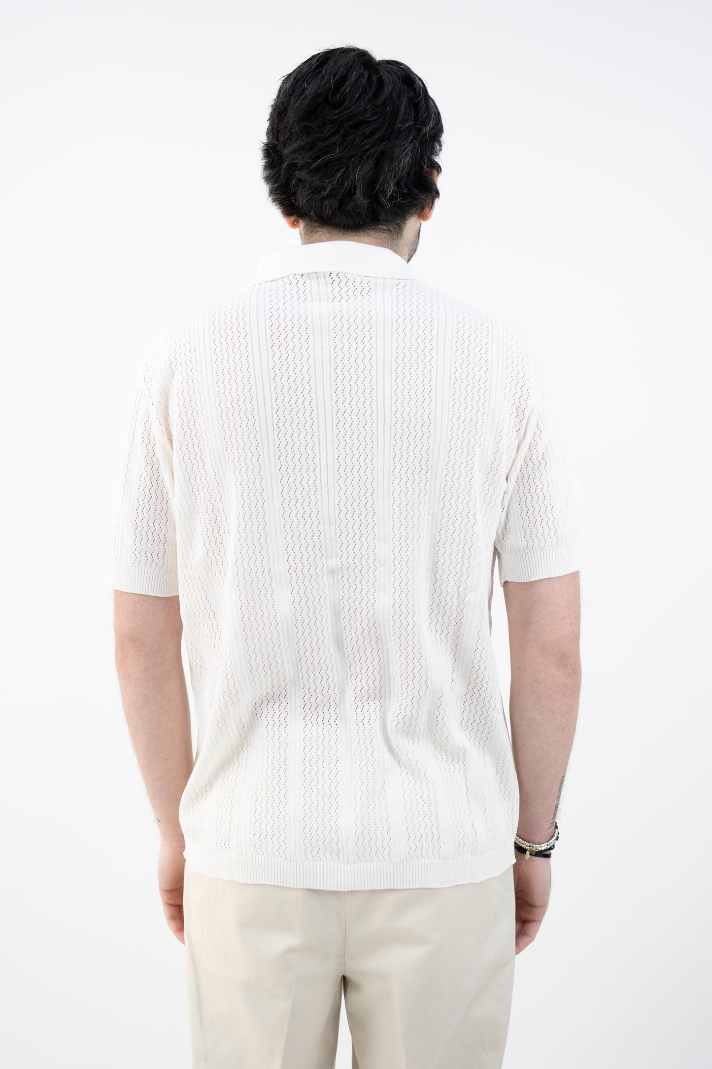 POLO CAMICIA TRAFORATA BIANCA DC1-25179 100 Della Ciana