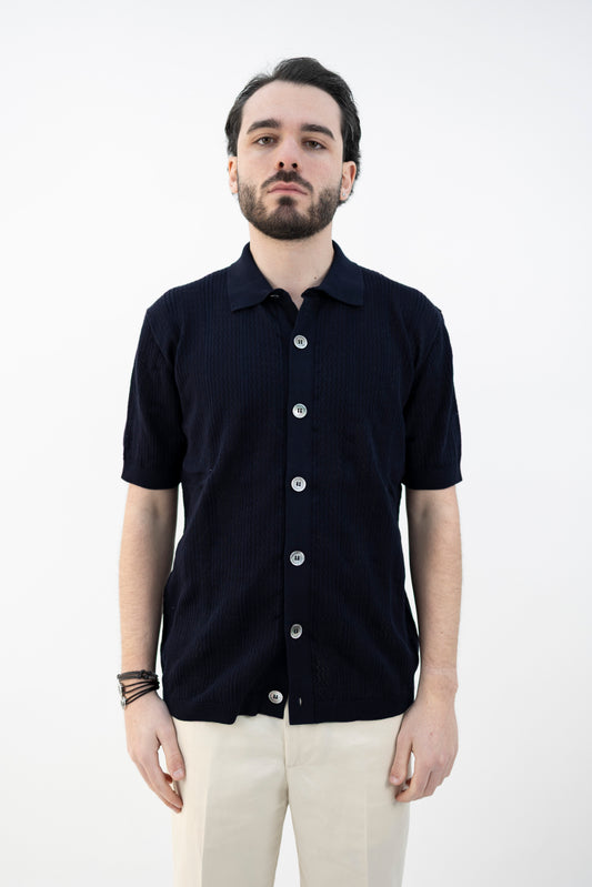 POLO CAMICIA TRAFORATA BLU NAVY DC1-25179 590 Della Ciana