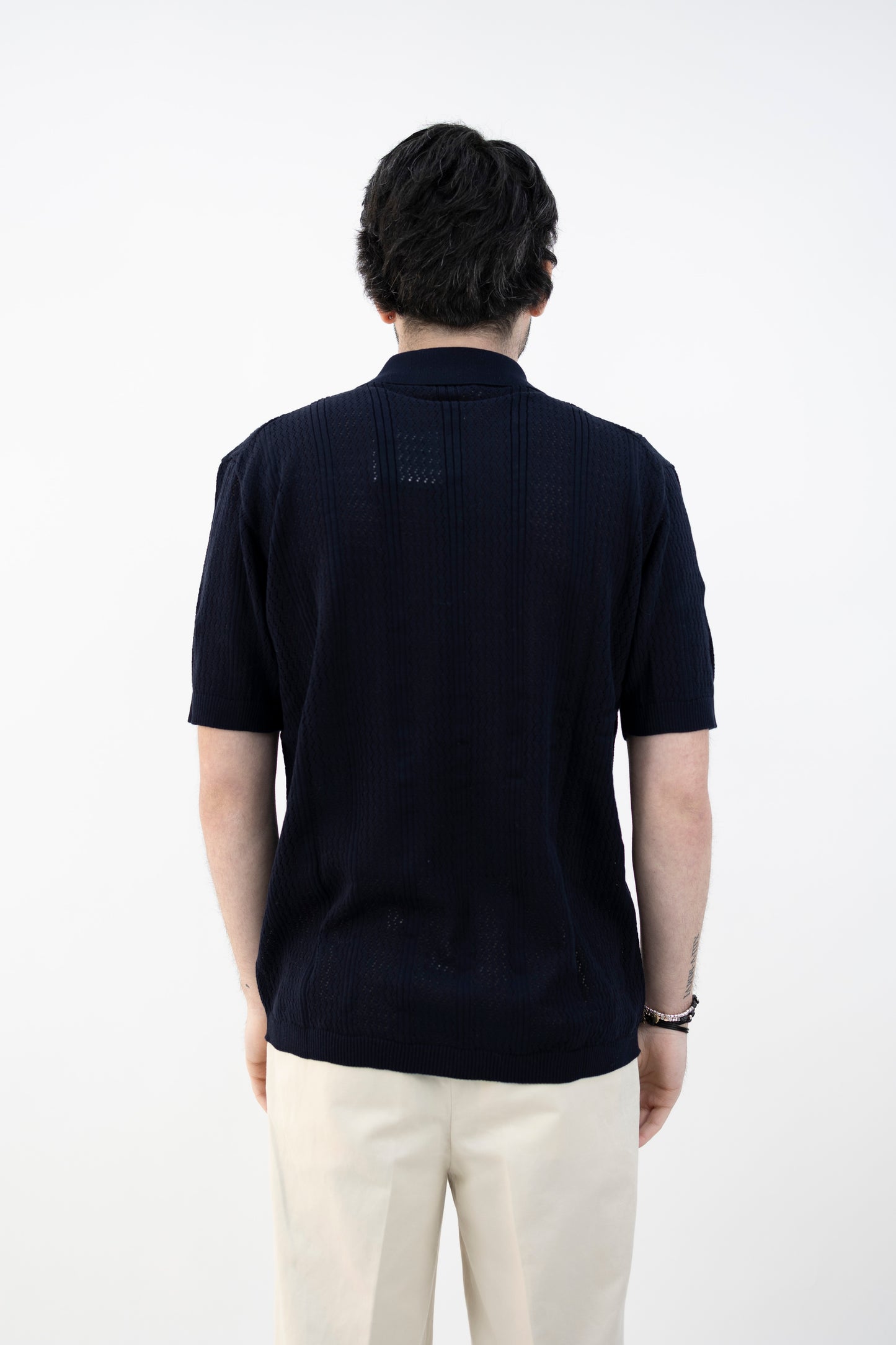 POLO CAMICIA TRAFORATA BLU NAVY DC1-25179 590 Della Ciana