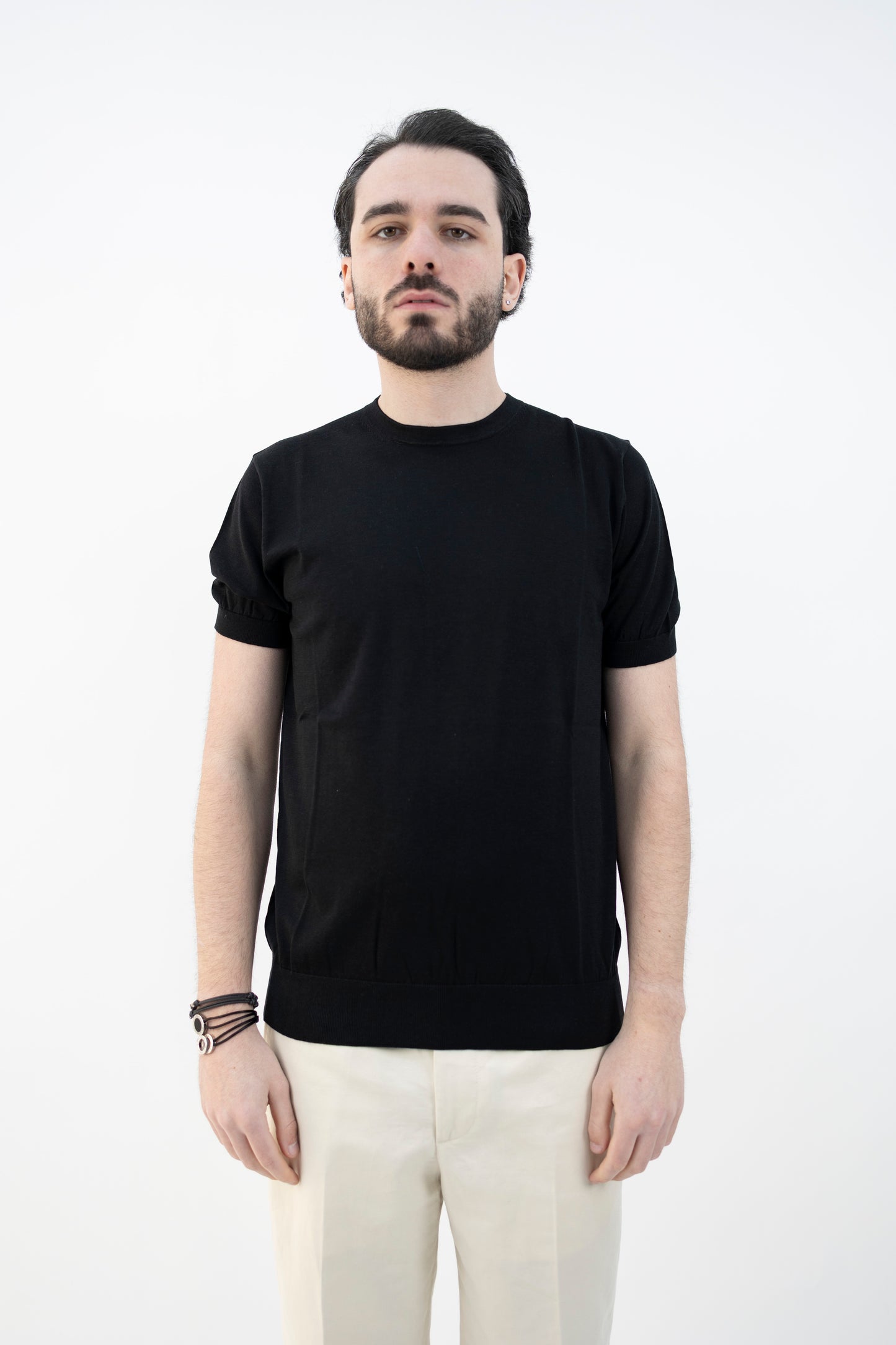 MAGLIA GIROCOLLO SETA&COTONE NERA DC1-22102 999 Della Ciana