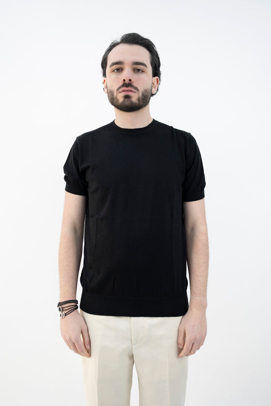 MAGLIA GIROCOLLO SETA&COTONE NERA DC1-22102 999 Della Ciana