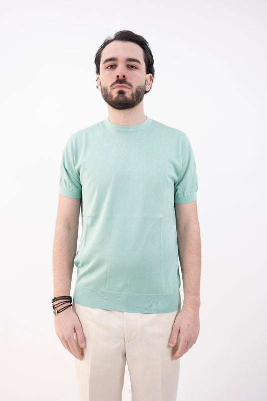 MAGLIA GIROCOLLO SETA&COTONE VERDE GIADA DC1-22102 670 Della Ciana