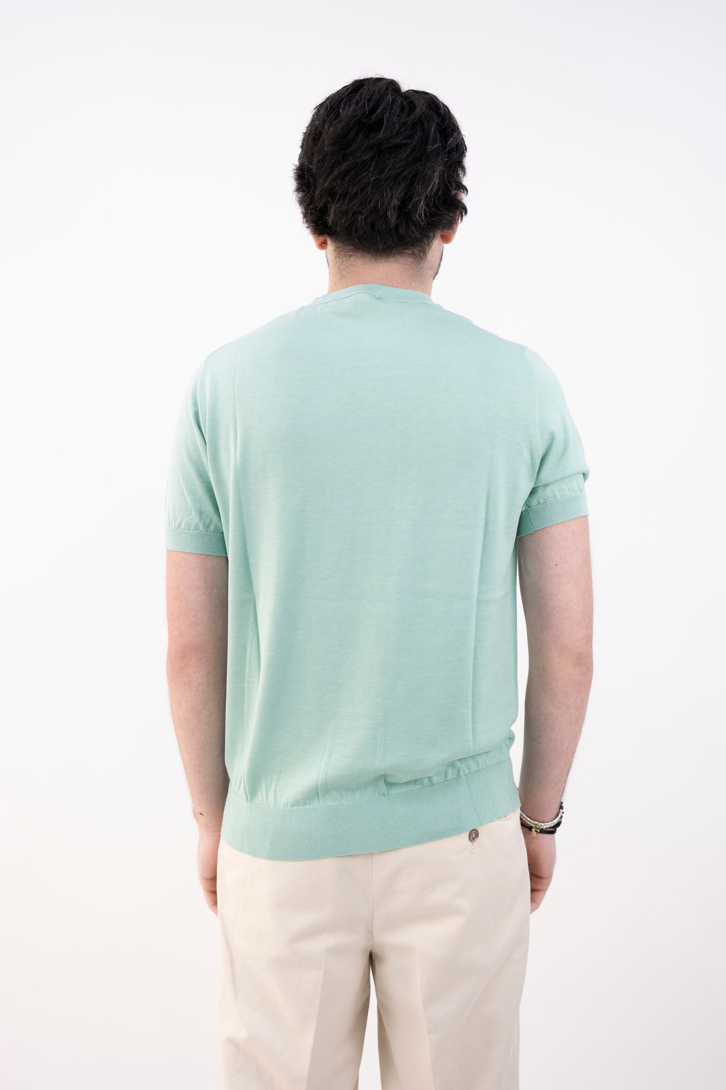 MAGLIA GIROCOLLO SETA&COTONE VERDE GIADA DC1-22102 670 Della Ciana
