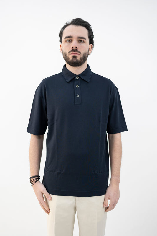 POLO COTONE INTERLOK BLU NAVY DC1-55202 590 Della Ciana