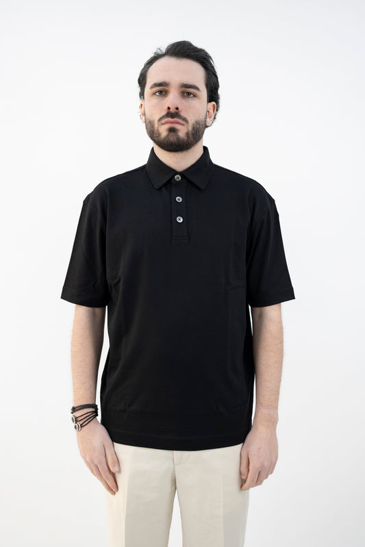 POLO COTONE INTERLOK NERA DC1-55202 999 Della Ciana
