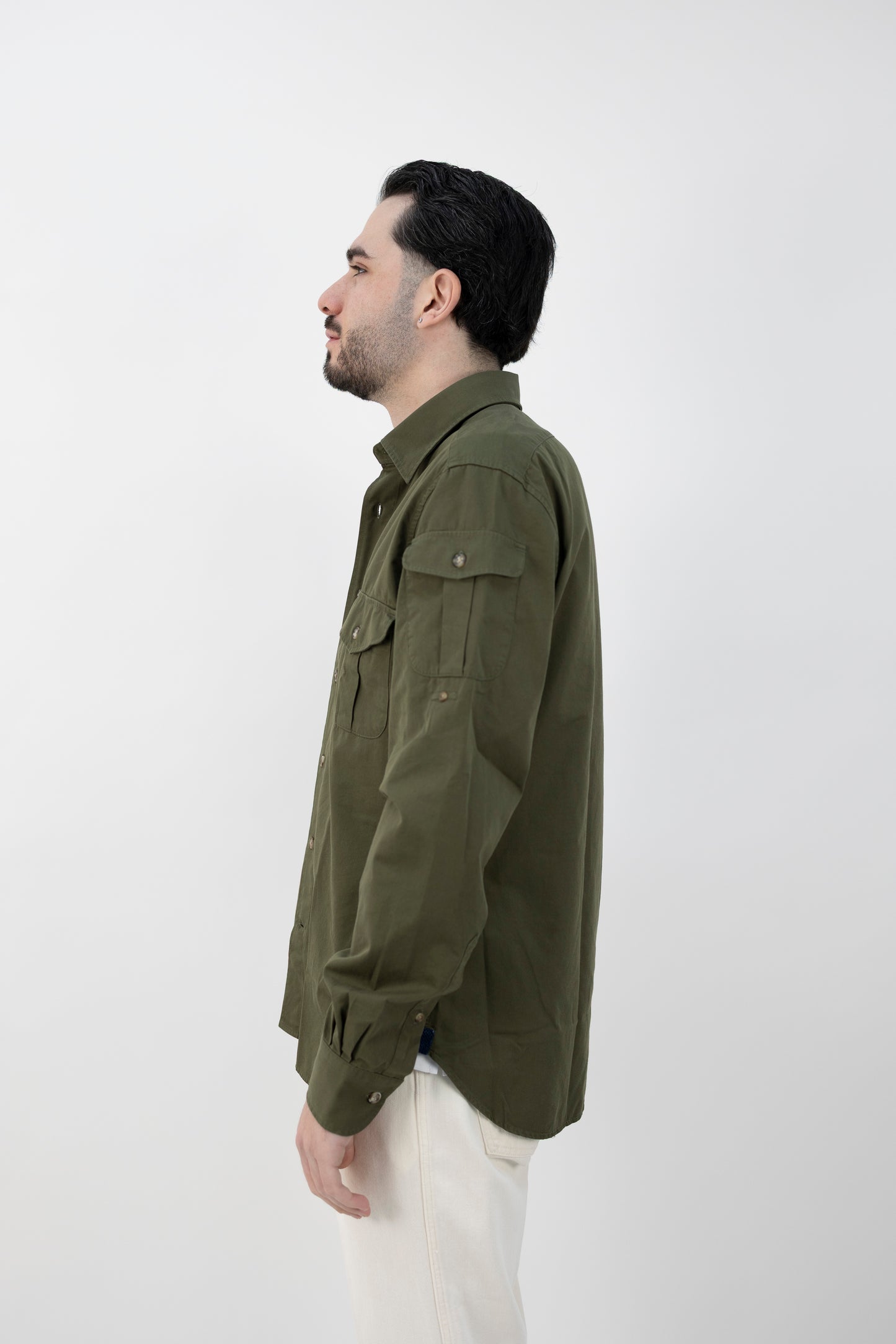 OVERSHIRT COTONE VERDE MILITARE QNKGSR UU1 GUGLIELMINOTTI