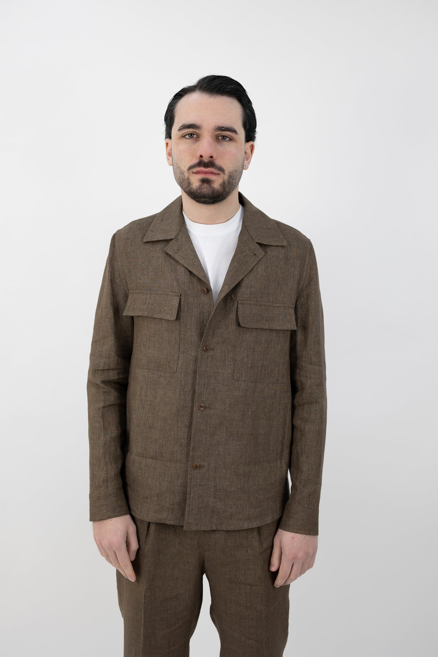 GIACCA CAMICIA JOHNQD MORO LINO 300118 046 Quattro decimi BY Briglia