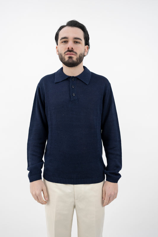 POLO IN LINO&COTONE BLU DF3082 24 DANIELE FIESOLI