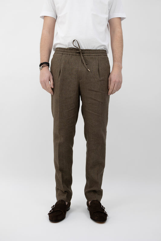 PANTALONE WIMBLEDONSQD MORO LINO 300118 046 Quattro decimi BY Briglia