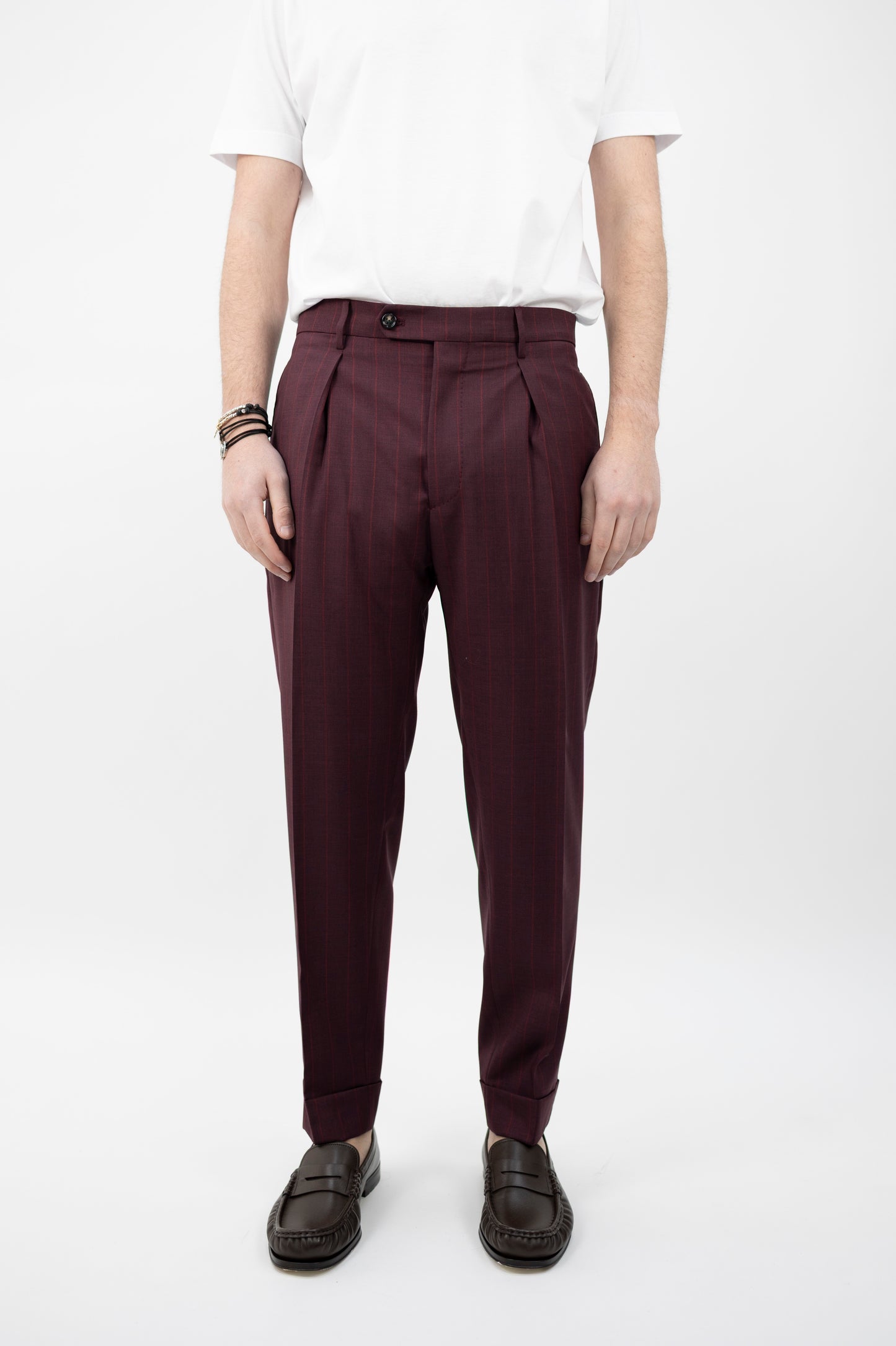 PANTALONE CHIAIA GESSATO BORGOGNA AN1436 BERWICH