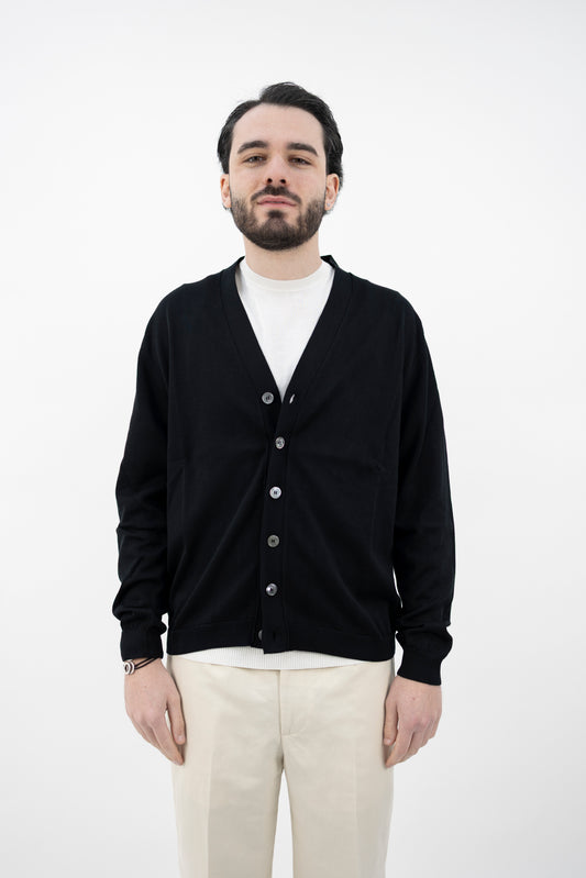 CARDIGAN COTONE GIZA NERO DF3300 13 DANIELE FIESOLI