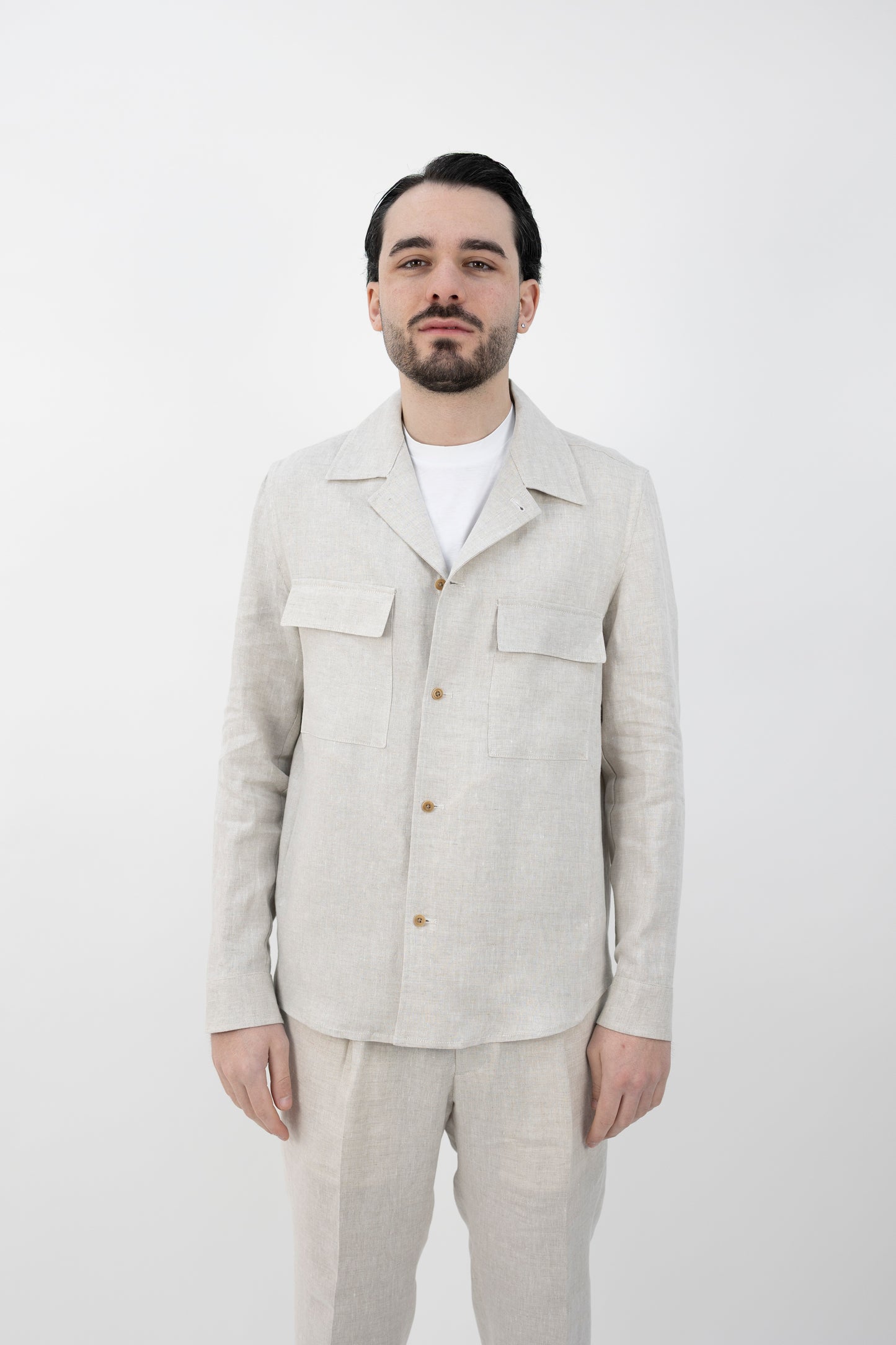 GIACCA CAMICIA JOHNQD SABBIA LINO 300118 02 Quattro decimi BY Briglia