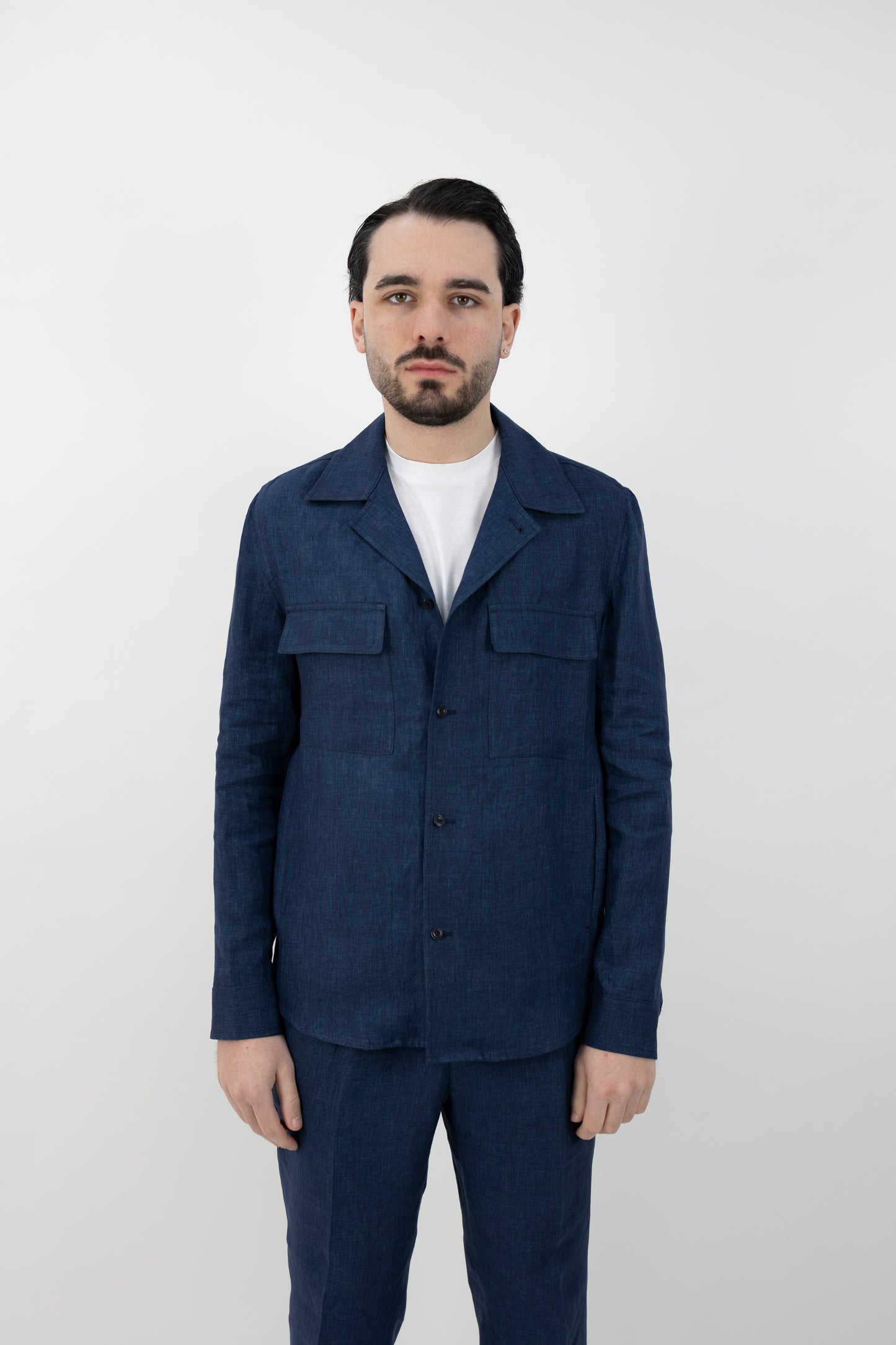 GIACCA CAMICIA JOHNQD BLU LINO 300118 011 Quattro decimi BY Briglia
