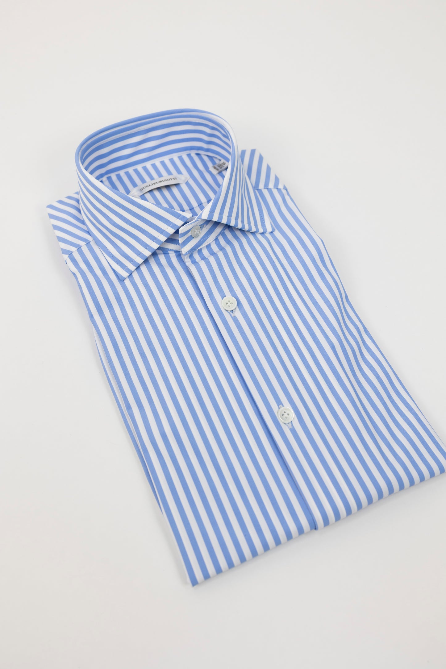 CAMICIA NO IRON 1372GJE RB3 RIGHE BIANCO CELESTE  GUGLIELMINOTTI
