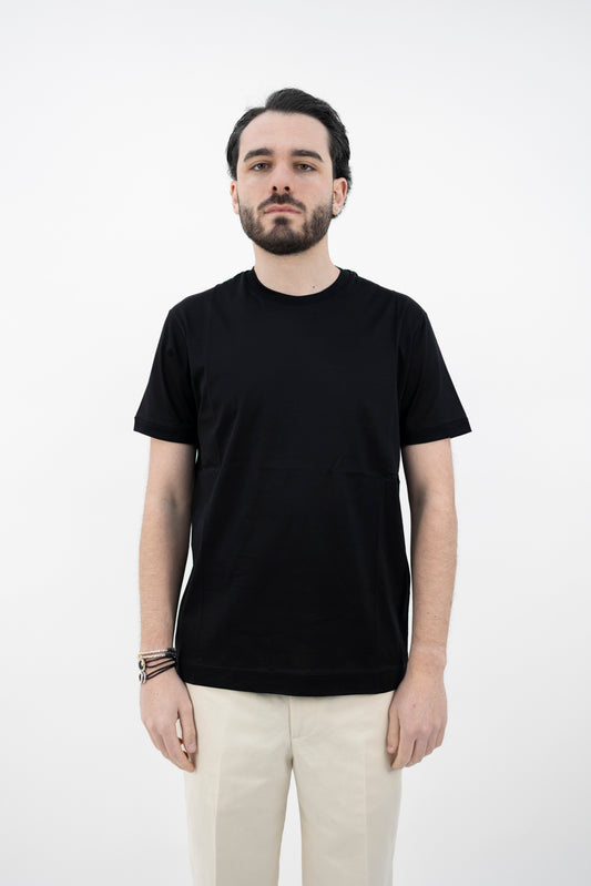 T-SHIRT FILO DI SCOZIA NERA DF1200 48 DANIELE FIESOLI