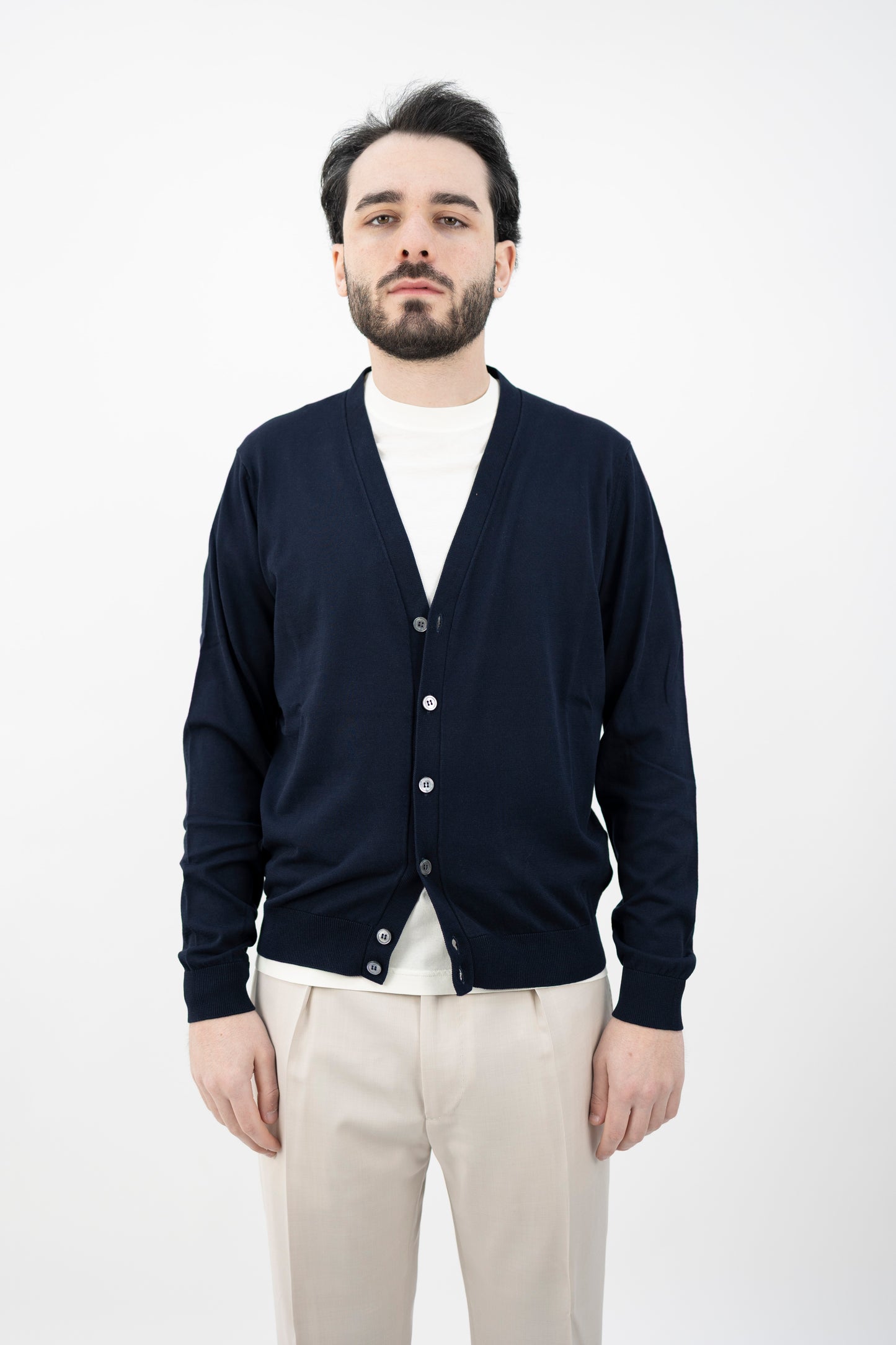 CARDIGAN CREPE BLU NAVY CB1ML CR14R 890 Filippo De Lurentiis
