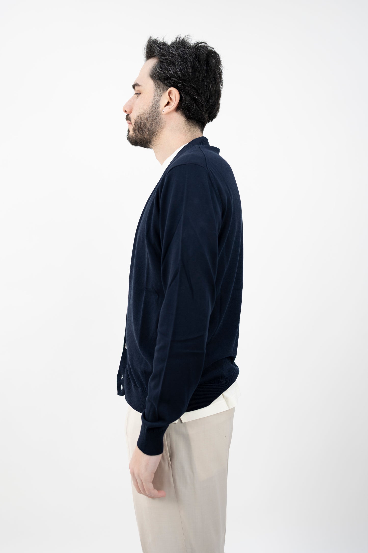 CARDIGAN CREPE BLU NAVY CB1ML CR14R 890 Filippo De Lurentiis