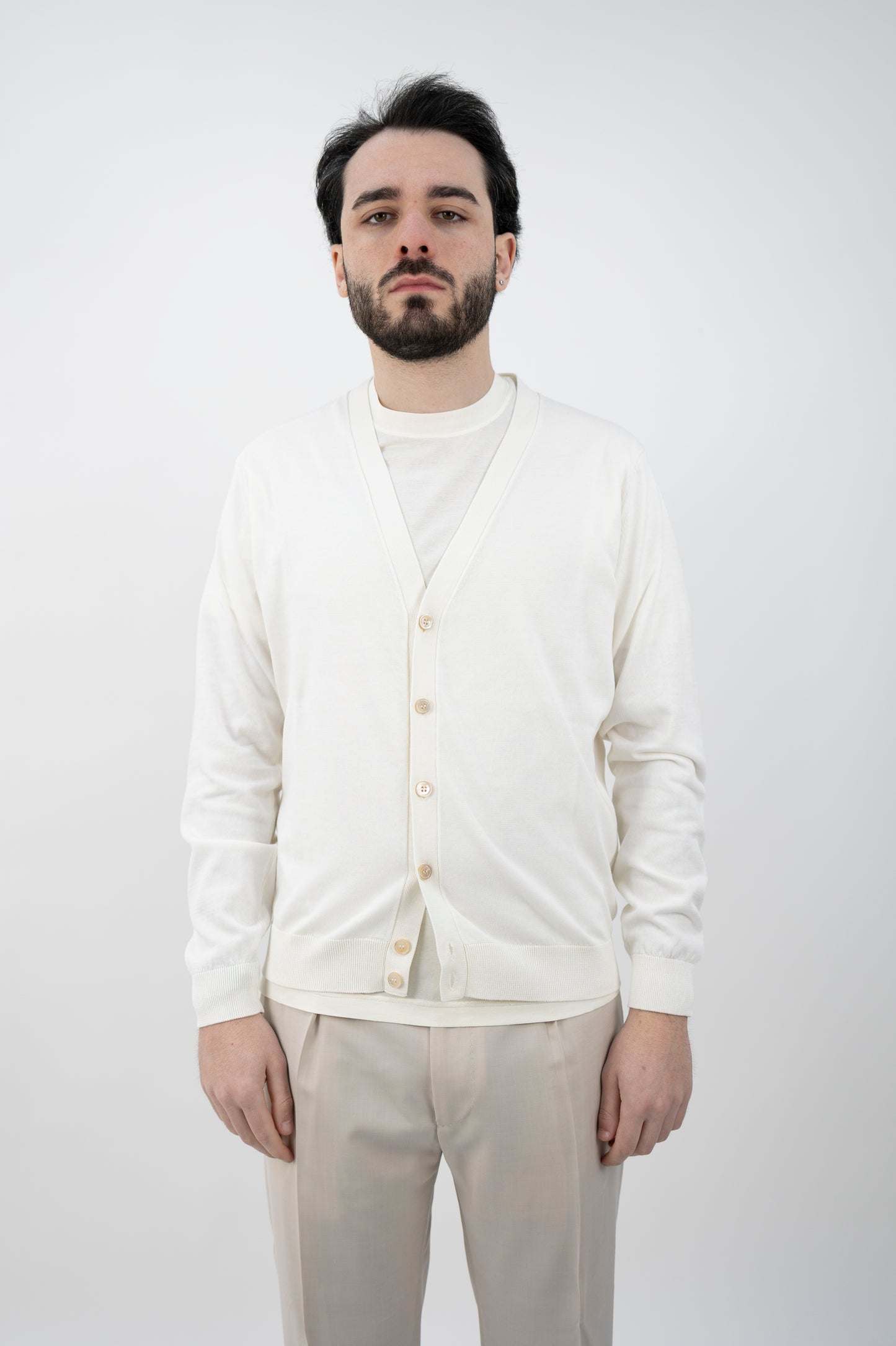 CARDIGAN CREPE LATTE CB1ML CR14R  020 Filippo De Lurentiis