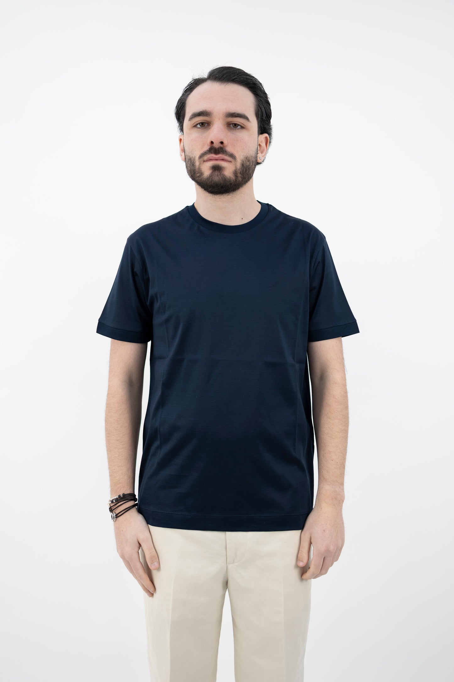 T-SHIRT FILO DI SCOZIA BLU DF1200 42 DANIELE FIESOLI