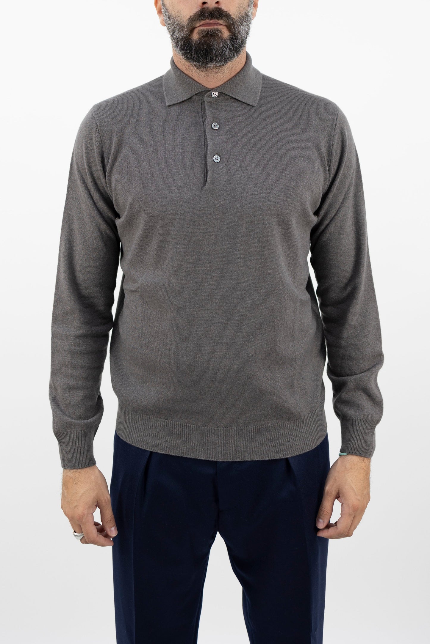 Polo misto cashmere tortora PL1ML WSC12R  920  Filippo De Laurentis