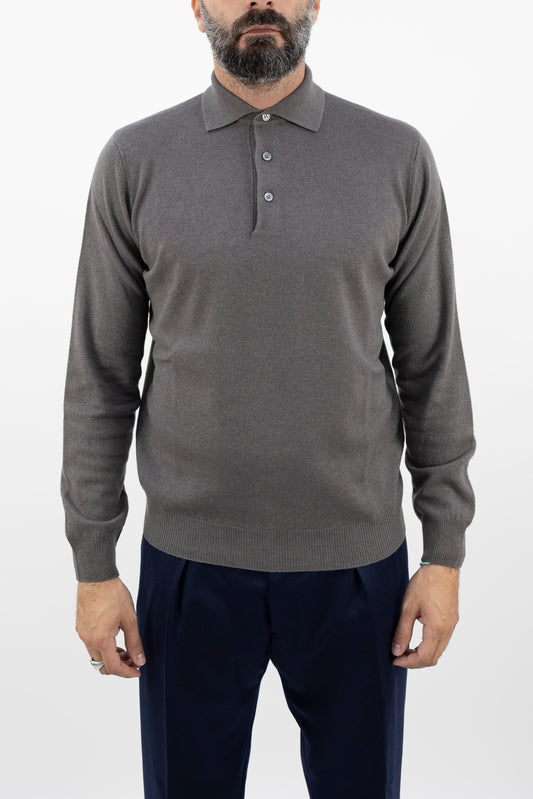 Polo misto cashmere tortora PL1ML WSC12R  920  Filippo De Laurentis