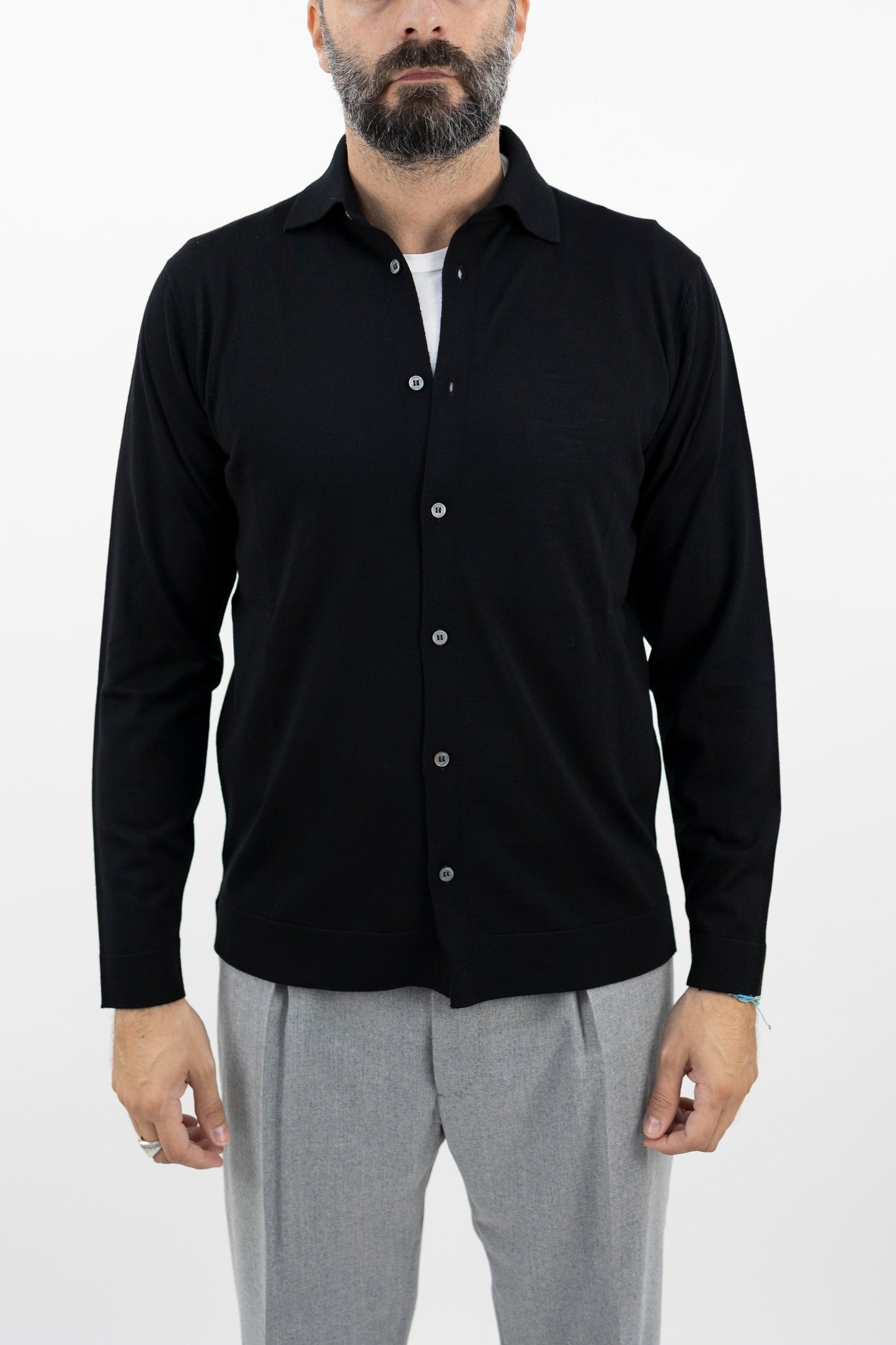 Camicia in lana nera CA0ML RM16R 990 Filippo De Laurentis