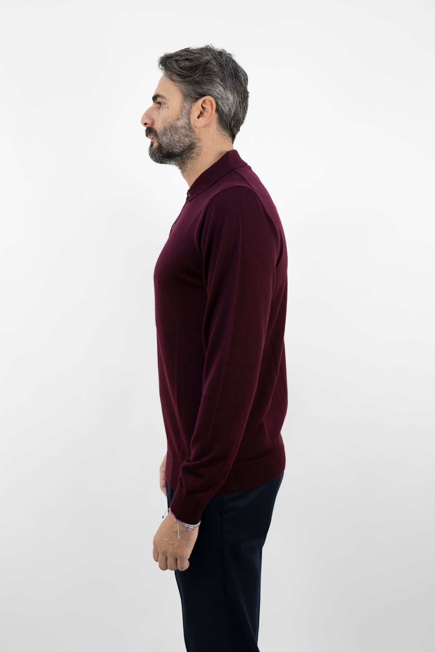 Polo in lana extrafine bordeaux DF0026 53 DANIELE FIESOLI