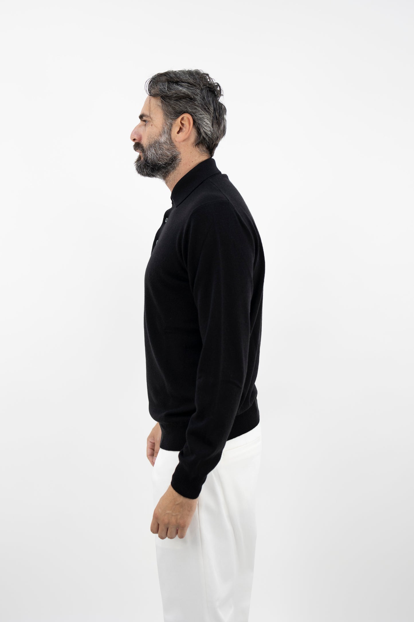 Polo misto cashmere nero PL1ML WSC12R 990 Filippo De Laurentis