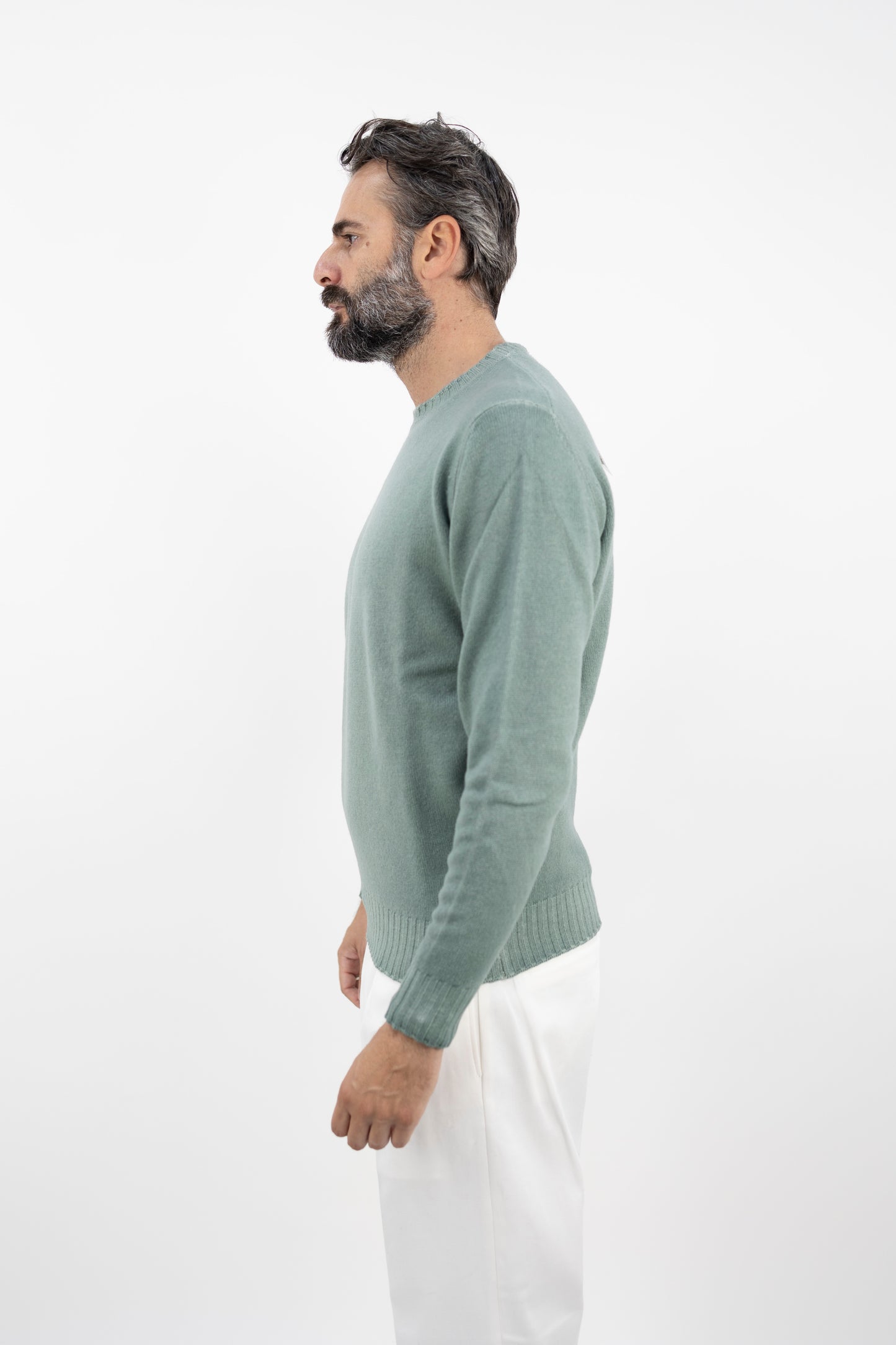 Girocollo misto cashmere verde senecio GC3ML WC7RV  510  Filippo De Laurentis