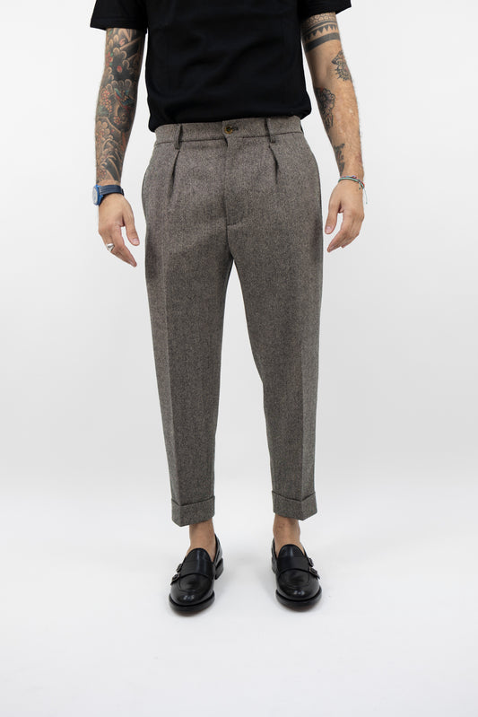 Pantalone in lana crema e nero CHIAIA AM1513 CHALK BERWICH