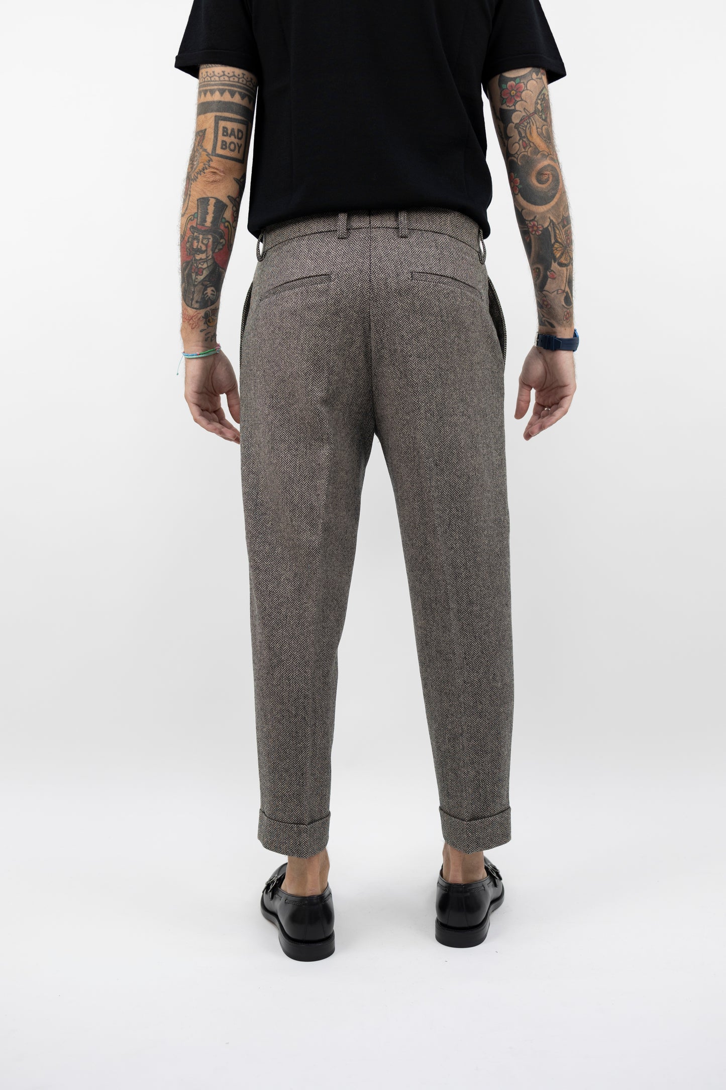 Pantalone in lana crema e nero CHIAIA AM1513 CHALK BERWICH