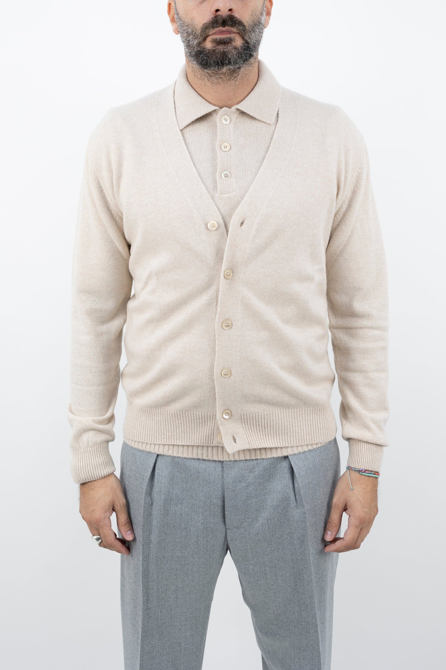 Cardigan in cashmere crema SE9016 36 DANIELE FIESOLI