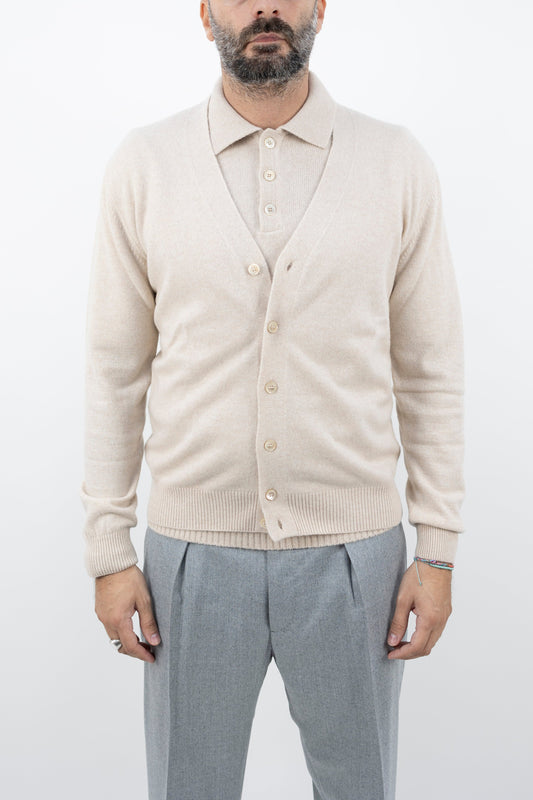 Cardigan in cashmere crema SE9016 36 DANIELE FIESOLI