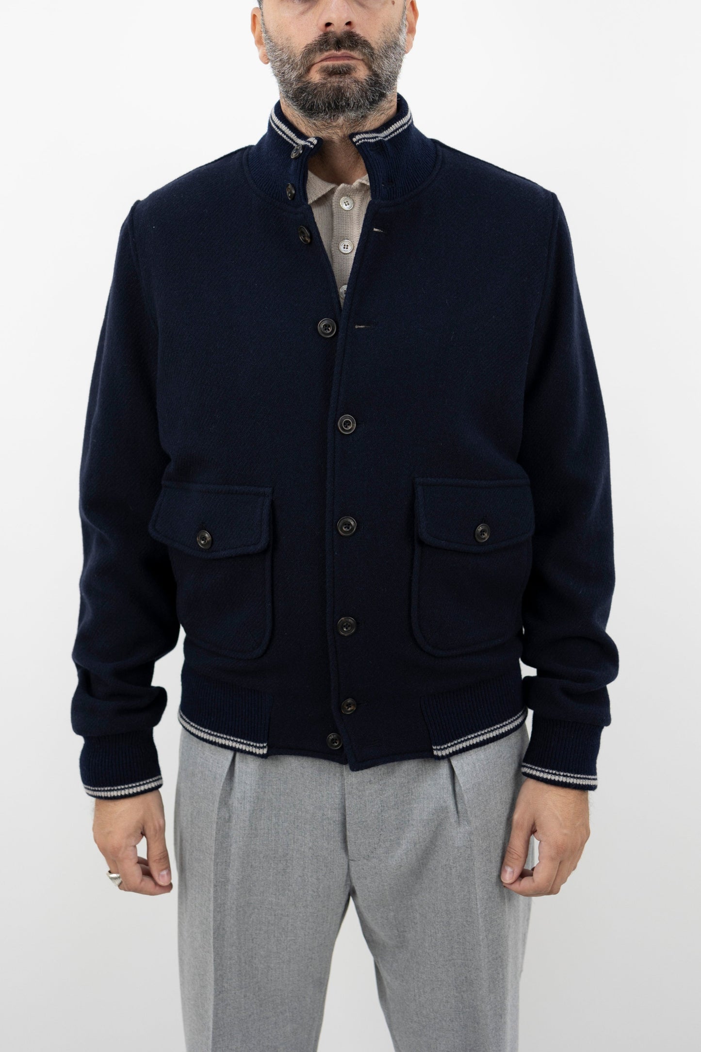 Giubbino bomber in jersey blu 45700/5 9377 L.B.M.