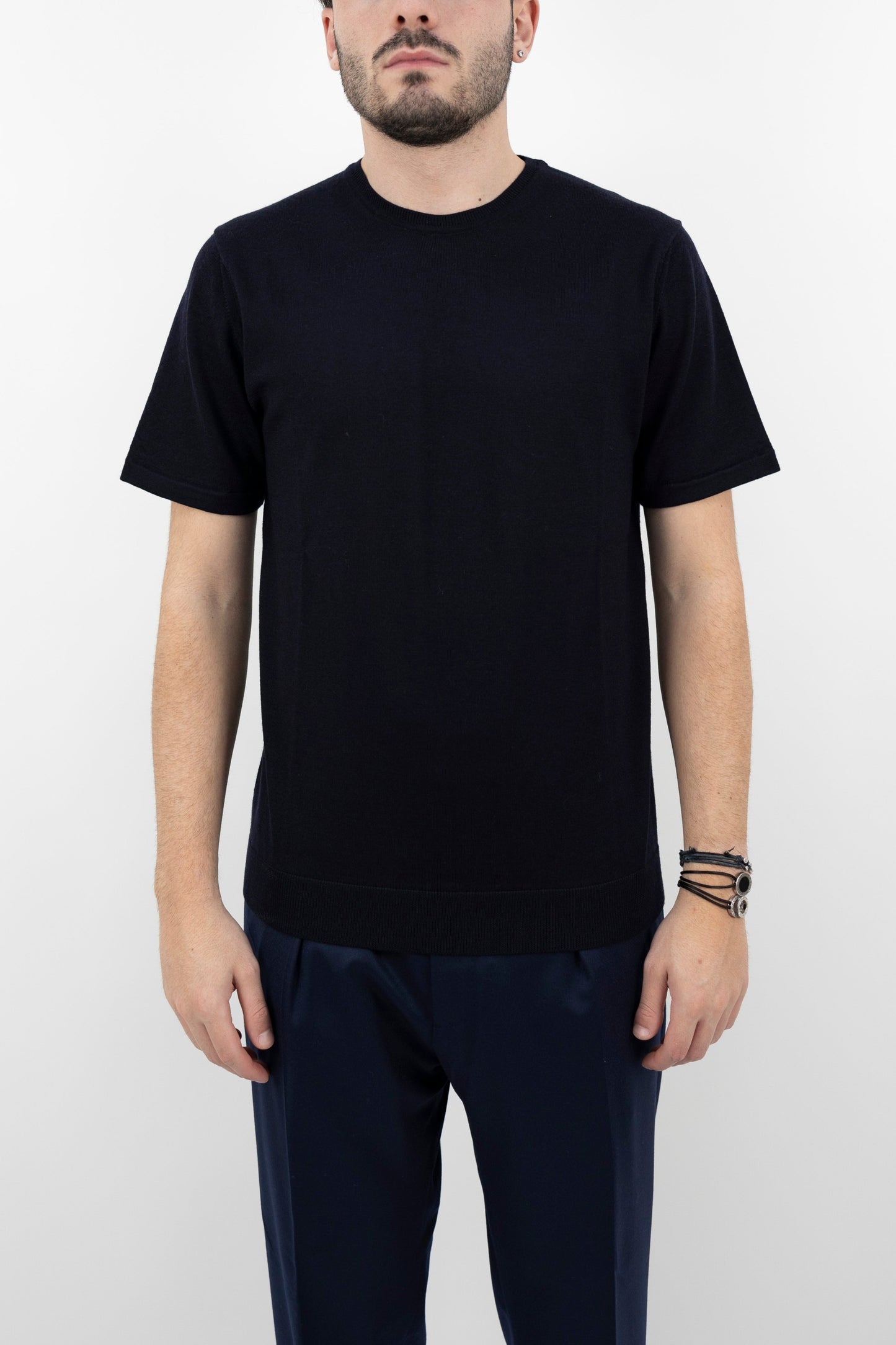 T-shirt in lana blu notte DF0019 23 DANIELE FIESOLI