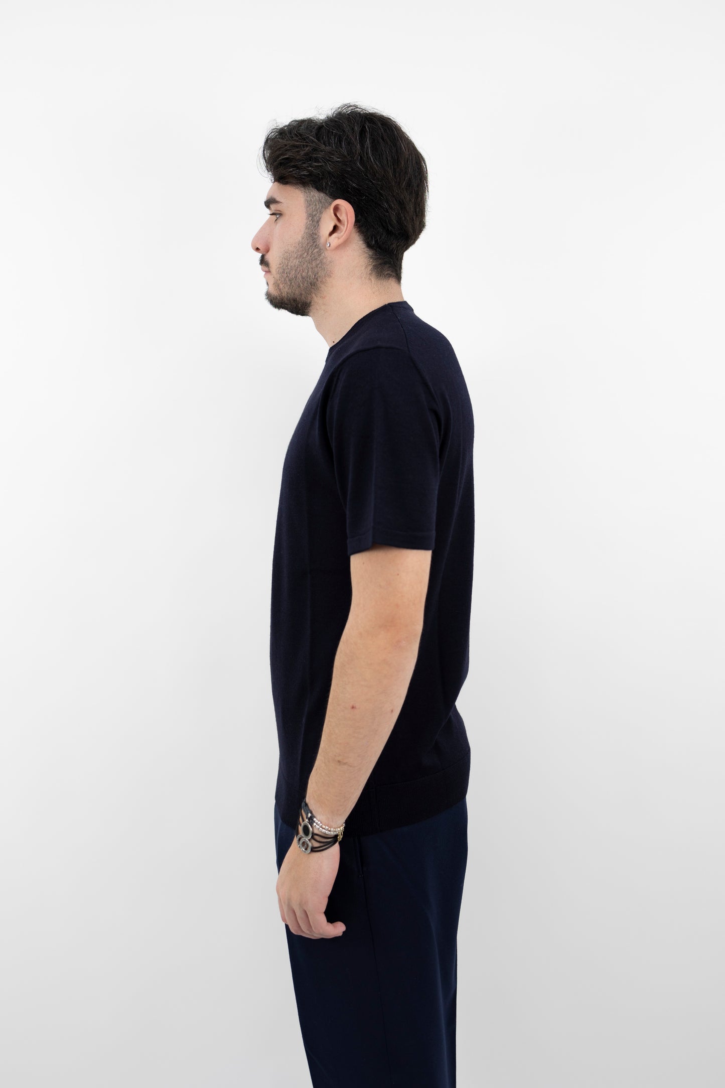 T-shirt in lana blu notte DF0019 23 DANIELE FIESOLI