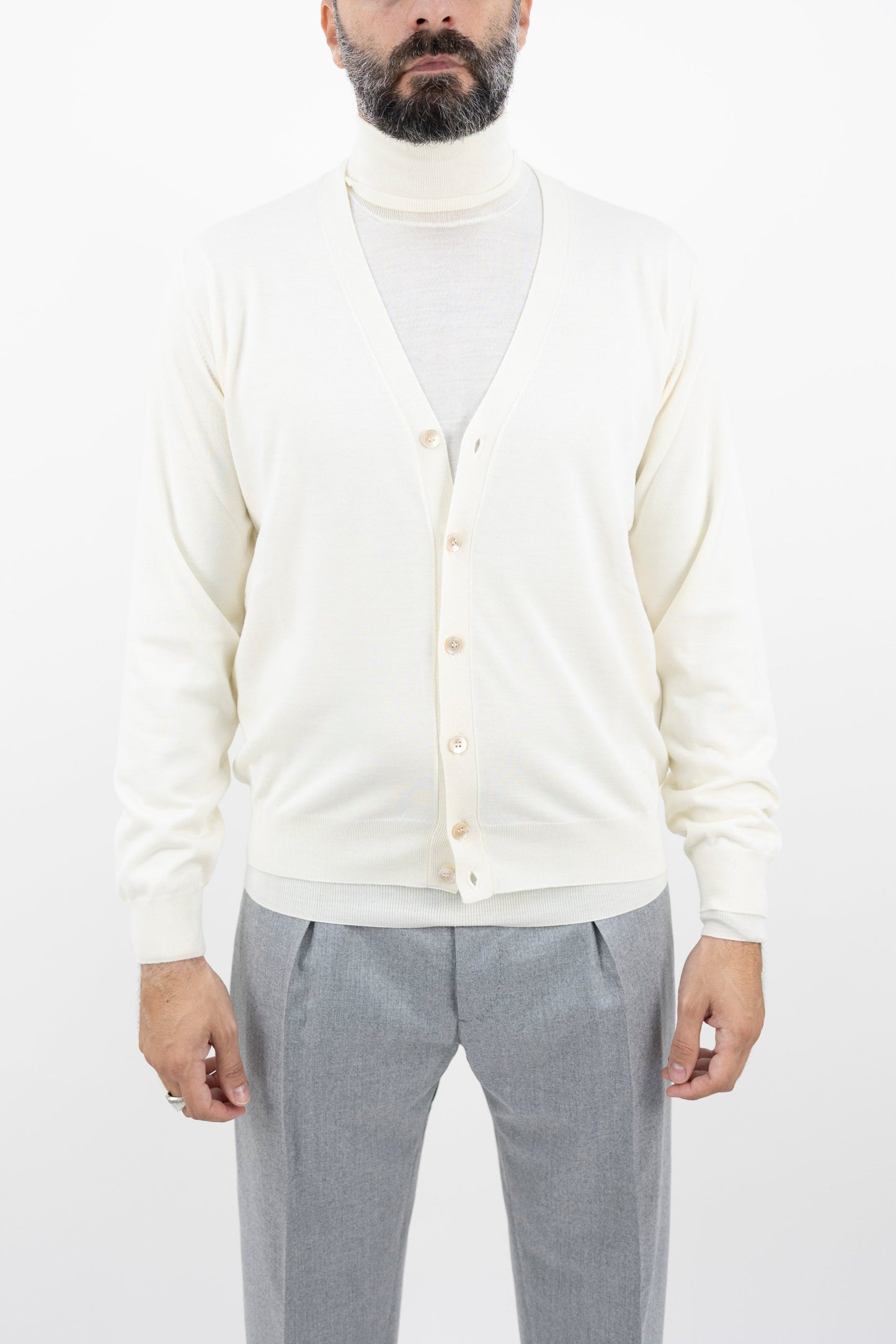 Cardigan latte CB1ML RM16R 020 Filippo De Laurentis