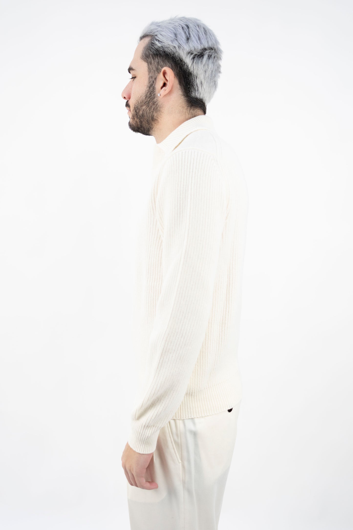 POLO SKIPPER IN LANA BIANCO 23163/25067 001 GRAN SASSO