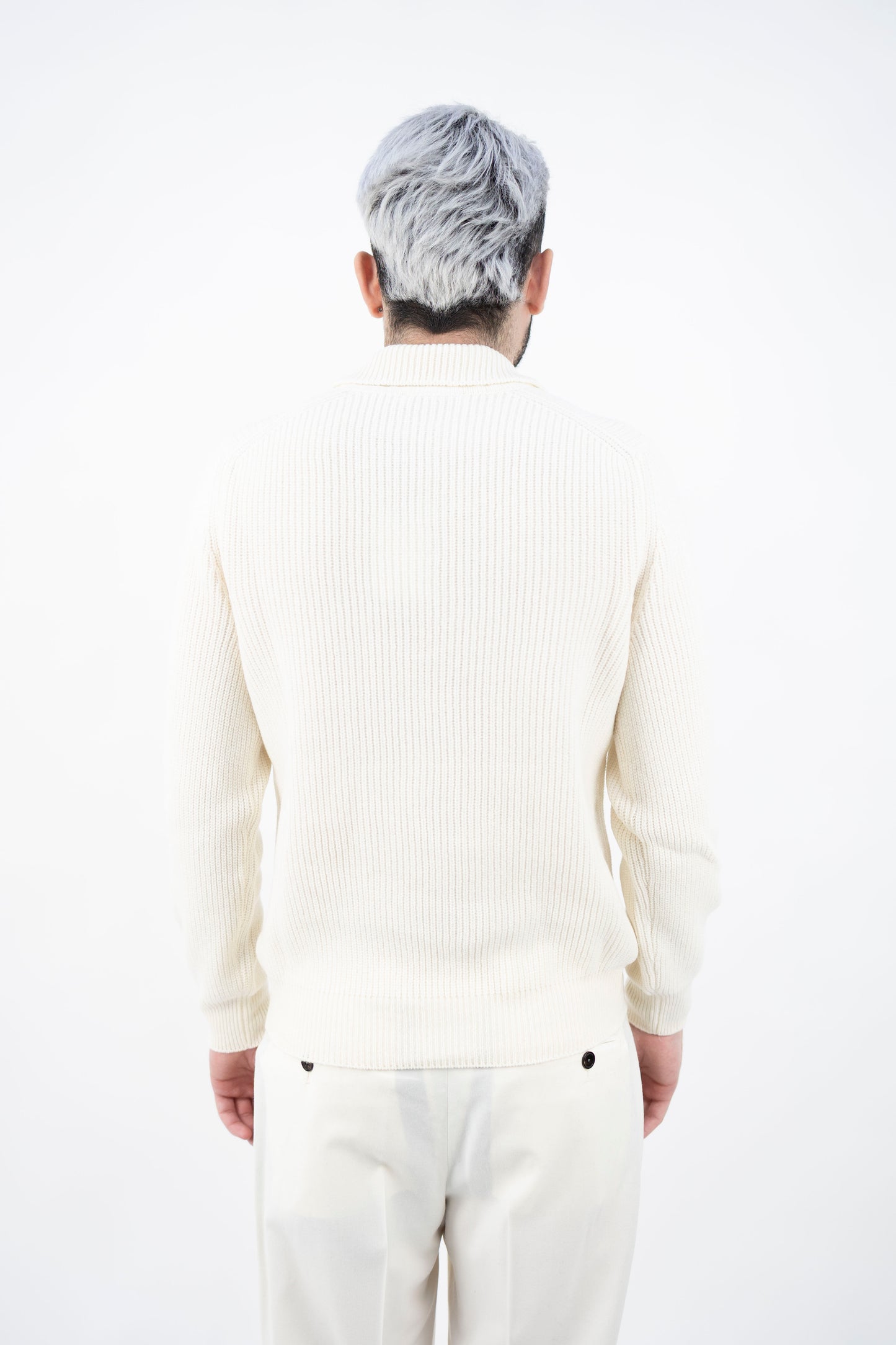 POLO SKIPPER IN LANA BIANCO 23163/25067 001 GRAN SASSO