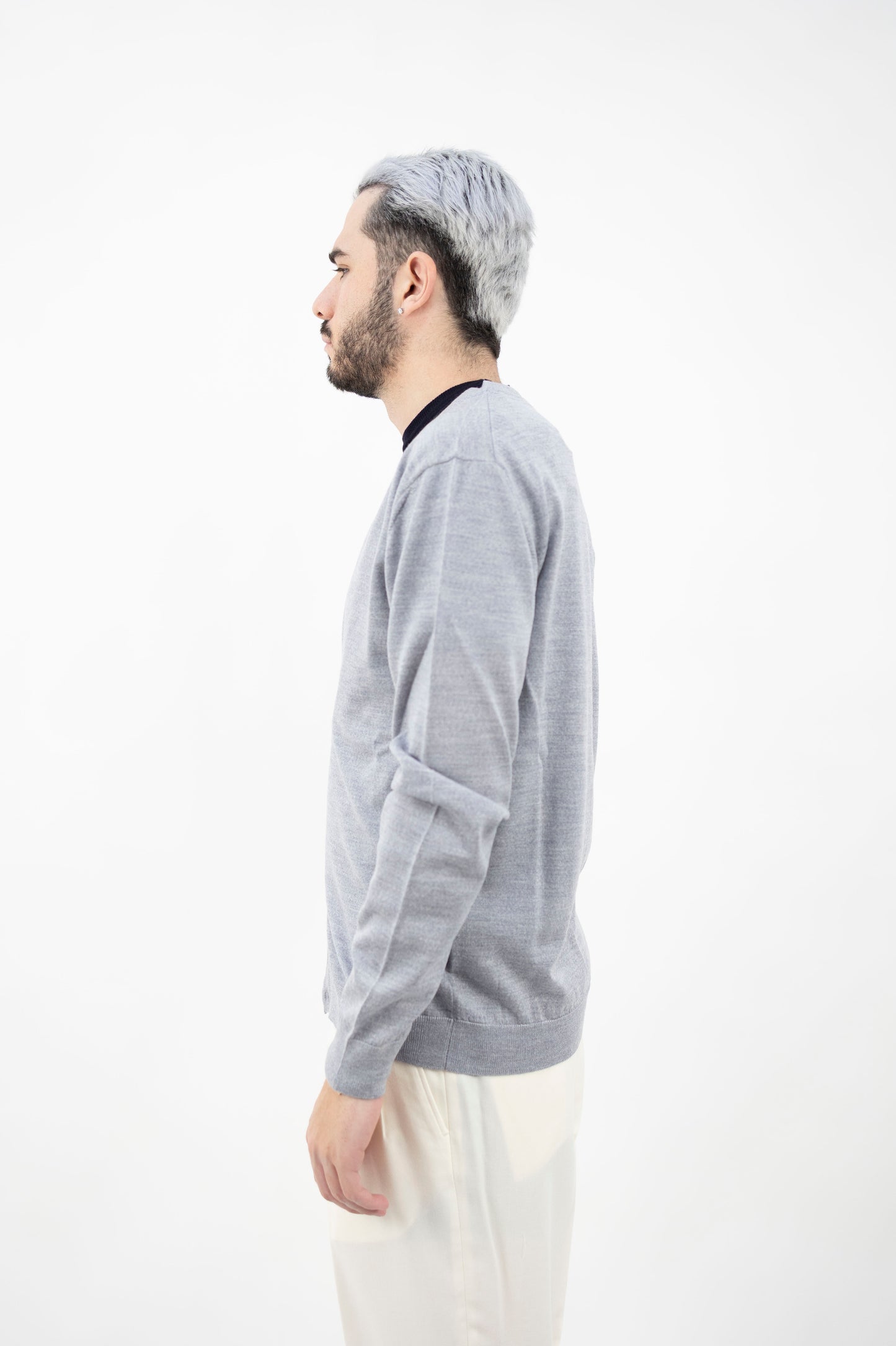 CARDIGAN IN LANA GRIGIO DF0024 010 DANIELE FIESOLI