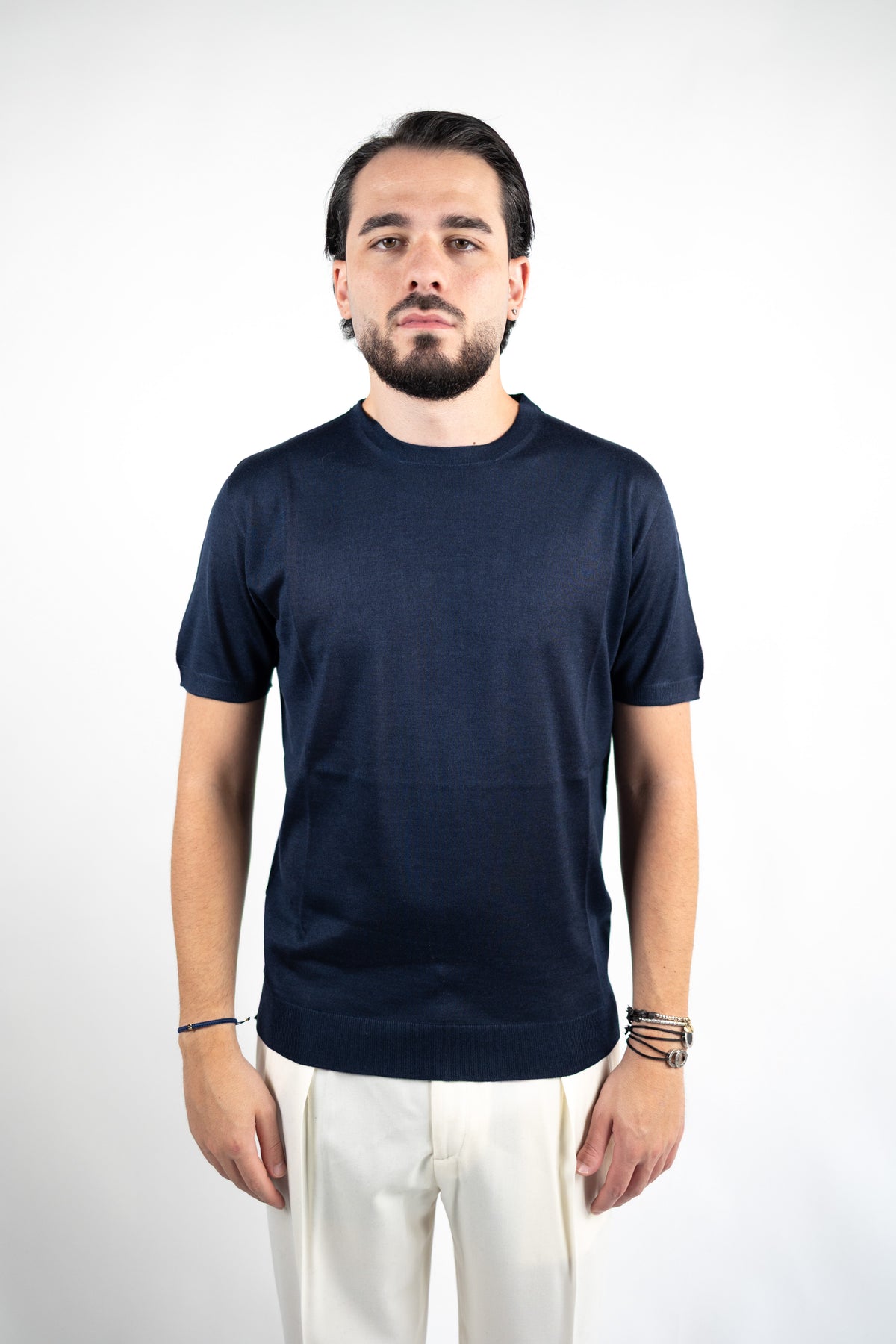 T-SHIRT GIROCOLLO IN LANA MERINO EXTRAFINE & SETA DANIELE FIESOLI