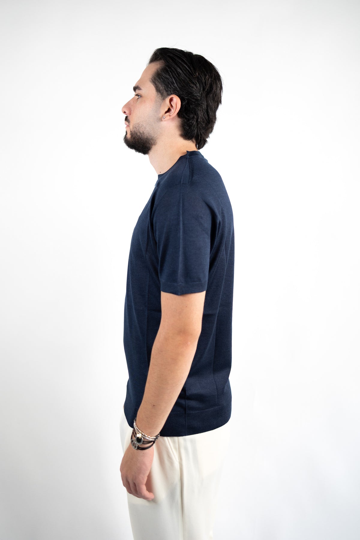 T-SHIRT GIROCOLLO IN LANA MERINO EXTRAFINE & SETA DANIELE FIESOLI