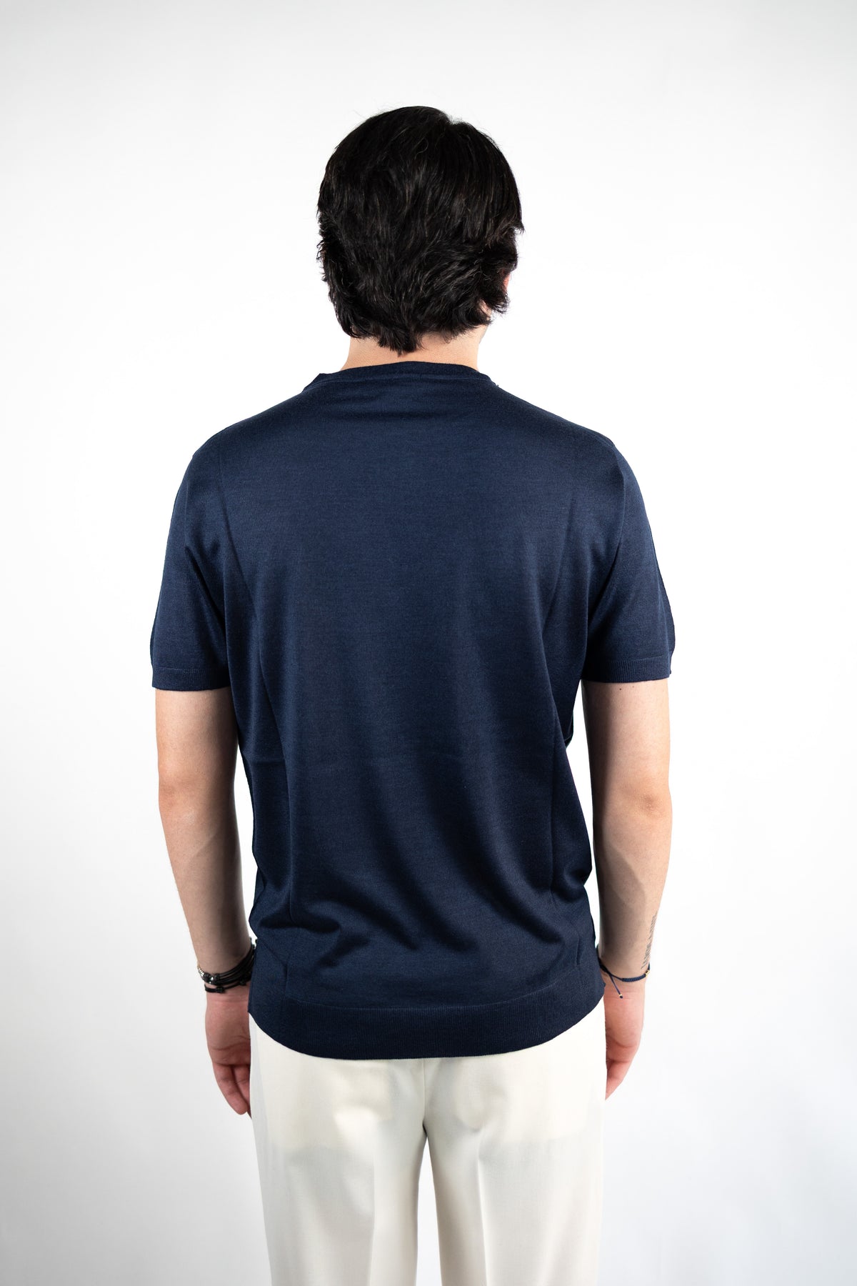 T-SHIRT GIROCOLLO IN LANA MERINO EXTRAFINE & SETA DANIELE FIESOLI
