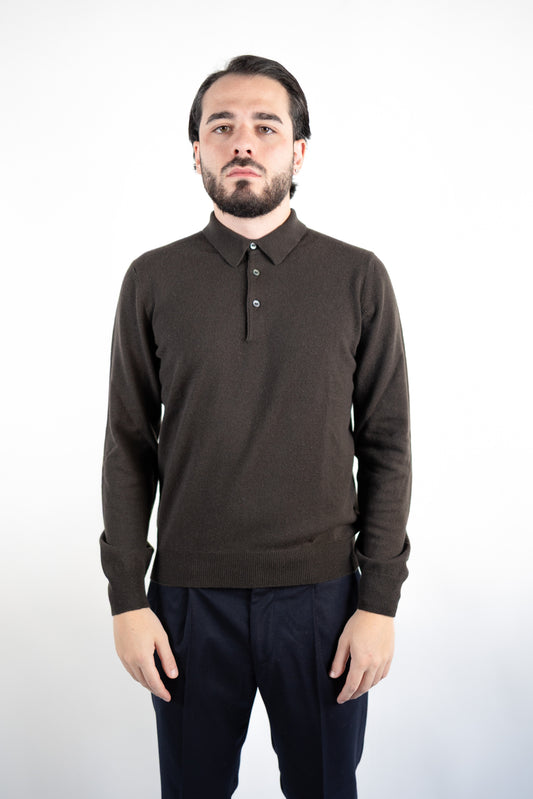 POLO IN CASHMERE & LANA MARRONE GRAN SASSO