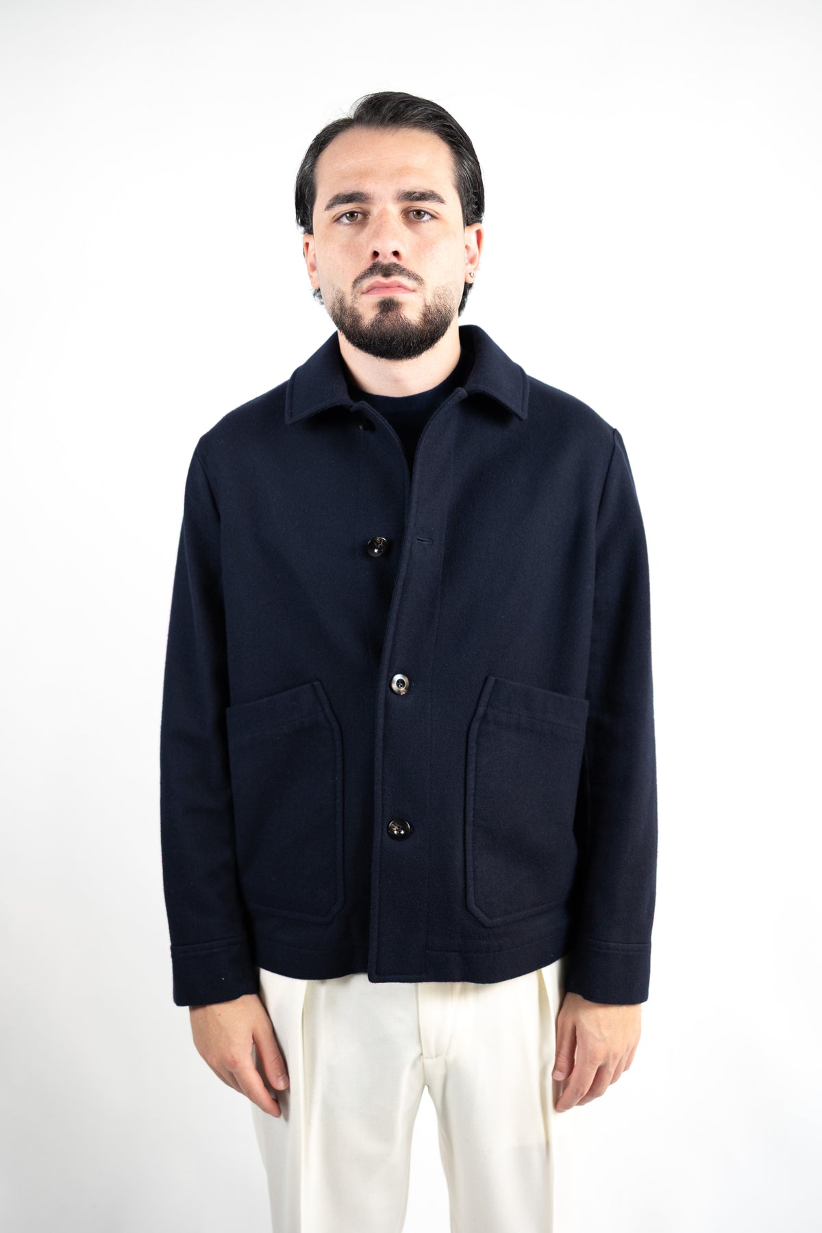 OVERSHIRT JACKET IN LANA COTTA BLU CIRCOLO 1901