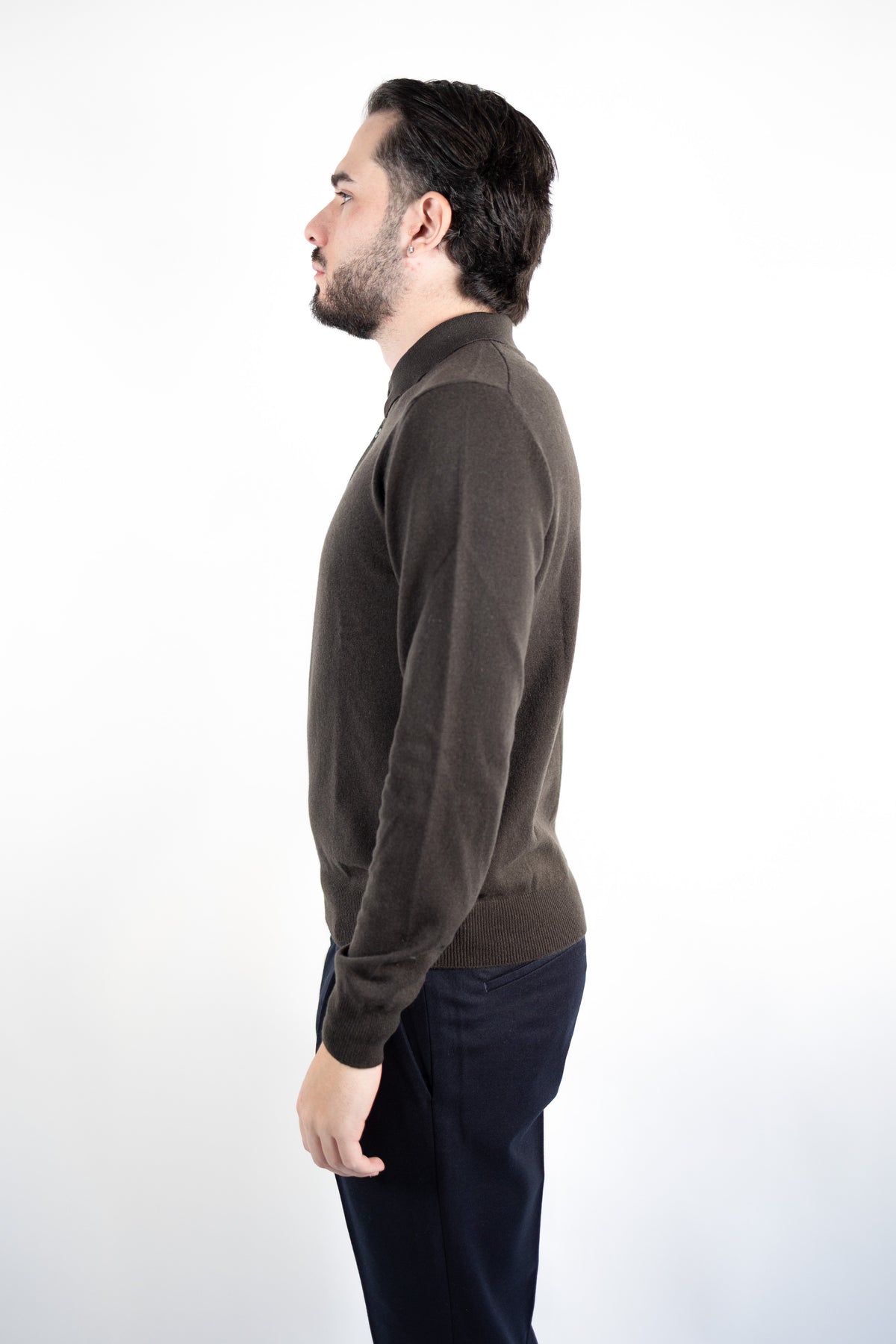POLO IN CASHMERE & LANA MARRONE GRAN SASSO