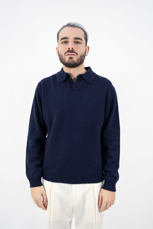 POLO SKIPPER IN LANA&CASHMERE BLU NOTTE DF0073 023 DANIELE FIESOLI