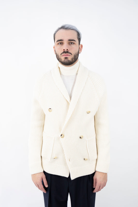 CARDIGAN IN LANA BIANCO 13183/25072 001  GRAN SASSO