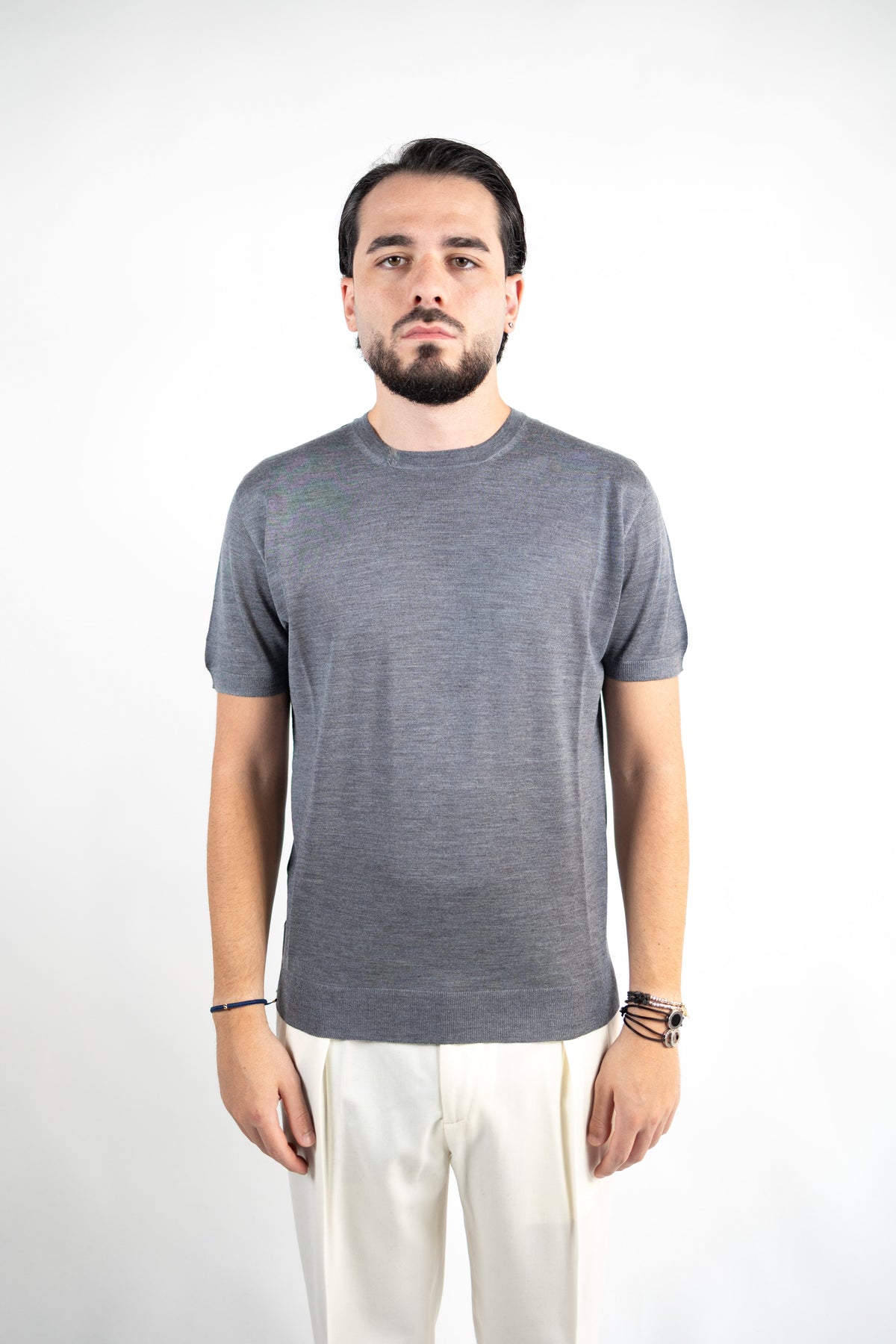 T-SHIRT GIROCOLLO IN LANA MERINO & SETA DANIELE FIESOLI